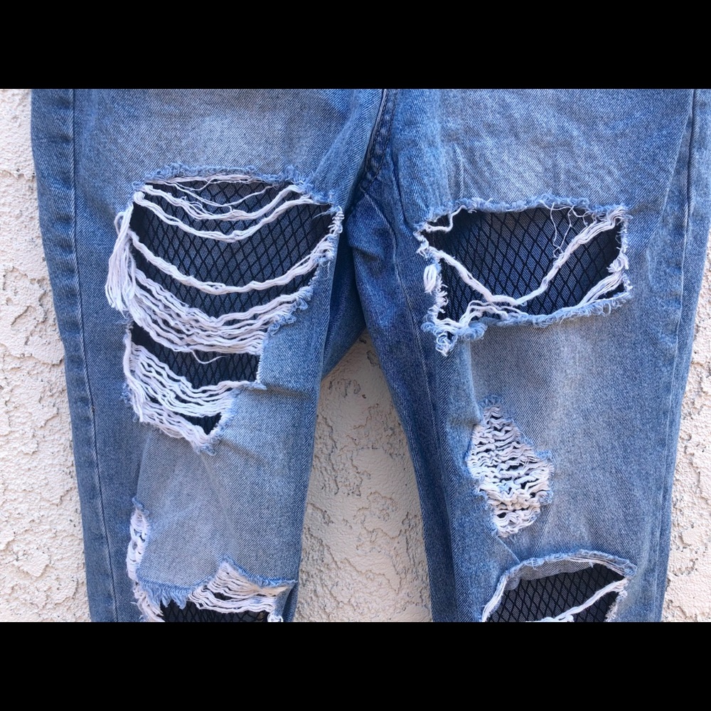 h&m fishnet ripped jeans